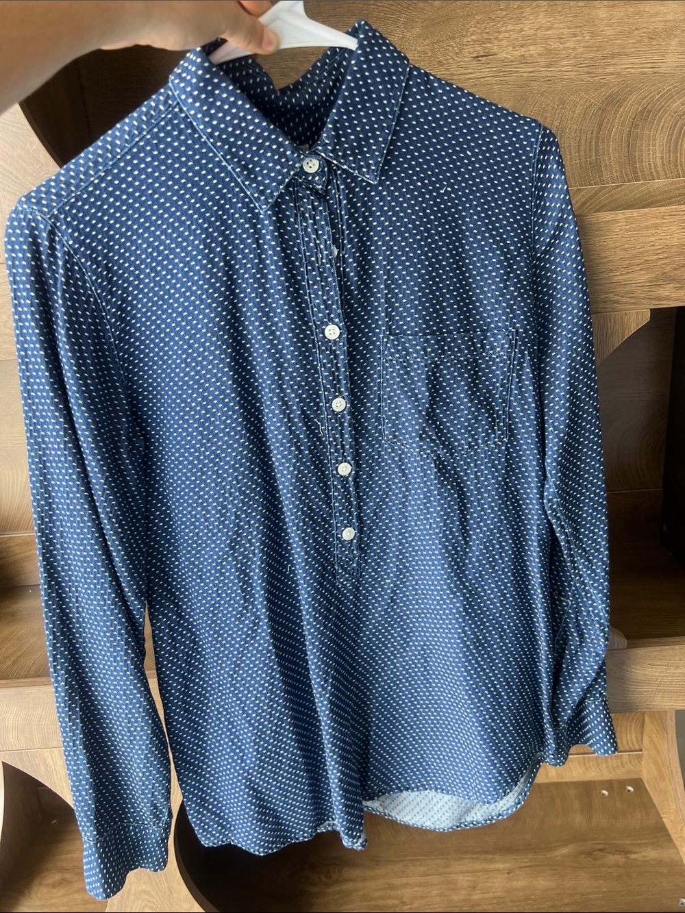J.Crew Women’s Chambray Long-Sleeve Button Shirt - Classic Polka Dot
